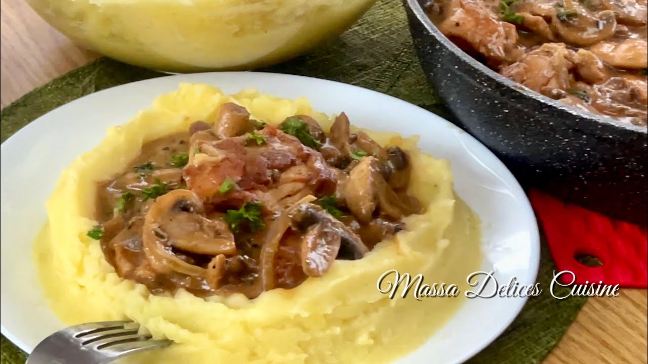En Moins de 30 mn, Essayez Ma Purée avec une Sauce Crémeuse aux Champignons, Poulet, C’est Divin 👌